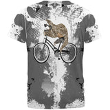 Bicycle Sloth Funny Grunge Splatter All Over Mens T Shirt