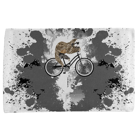 Bicycle Sloth Funny Grunge Splatter All Over Hand Towel
