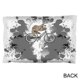 Bicycle Sloth Funny Grunge Splatter Pillow Case