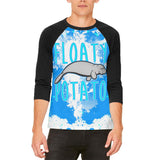 Floaty Potato Manatee Funny Grunge Splatter Mens Raglan T Shirt