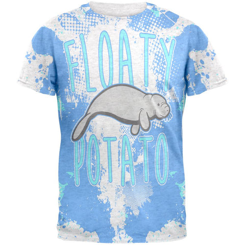 Floaty Potato Manatee Funny Grunge Splatter Mens T Shirt