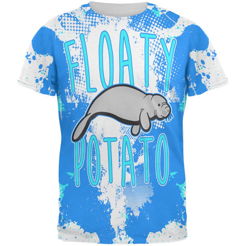 Floaty Potato Manatee Funny Grunge Splatter All Over Mens T Shirt