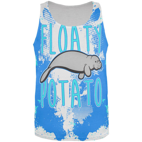 Floaty Potato Manatee Funny Grunge Splatter All Over Mens Tank Top