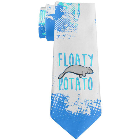 Floaty Potato Manatee Funny Grunge Splatter All Over Neck Tie