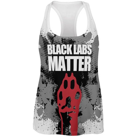 Black Labs Matter Funny Splatter All Over Womens Work Out Tank Top