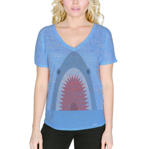 Cute Shark Attack Women's Slouchy V-Neck T Shirt