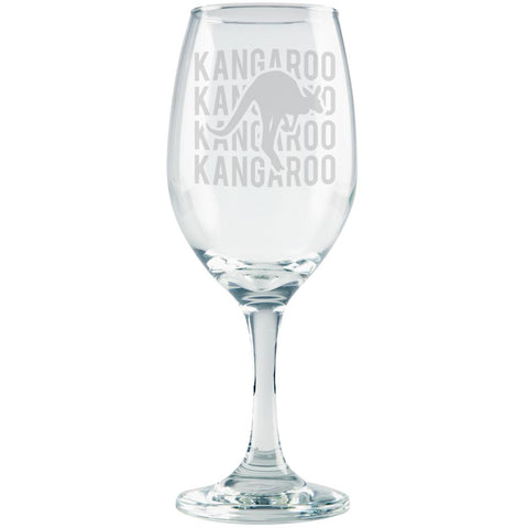 Kangaroo Stack Repeat Etched White Wine Glass