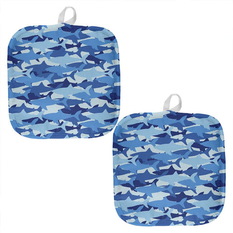 Great White Shark Camo All Over Pot Holder (Set of 2)