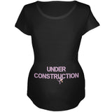 Under Construction Baby Girl Maternity Soft T Shirt  front view