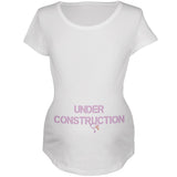 Under Construction Baby Girl Maternity Soft T Shirt  front view