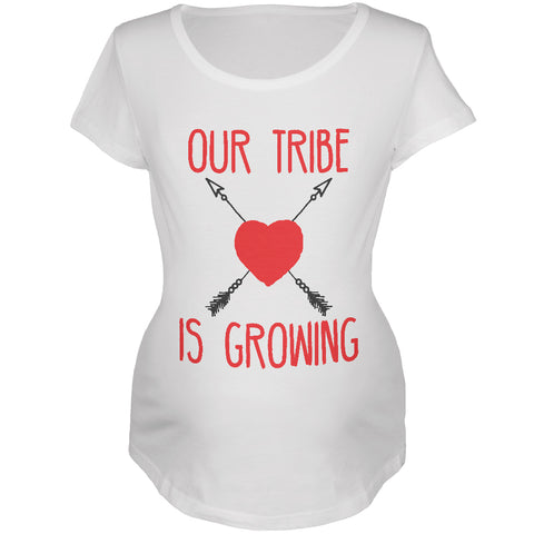 Our Tribe Is Growing Maternity Soft T Shirt  front view