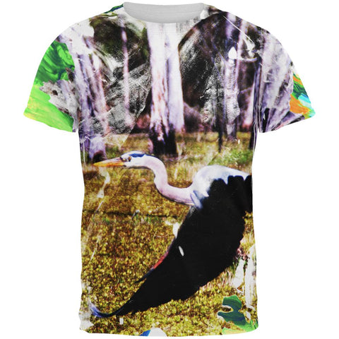 Great Blue Heron Abstract Paint All Over Mens T Shirt