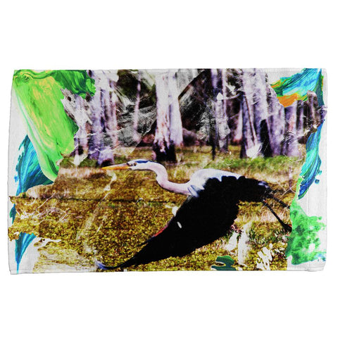 Great Blue Heron Abstract Paint All Over Hand Towel