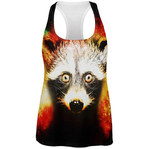 Galaxy Trash Panda Raccoon All Over Womens Work Out Tank Top