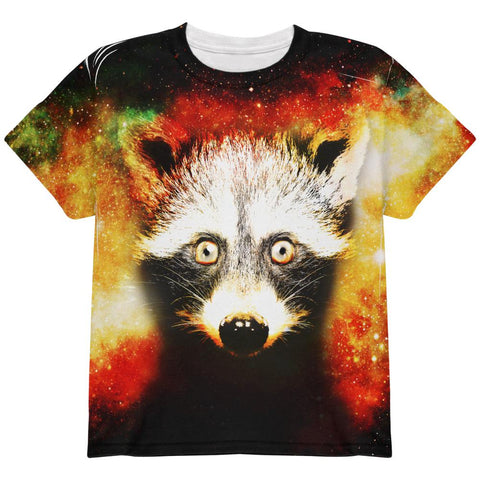 Galaxy Trash Panda Raccoon All Over Youth T Shirt