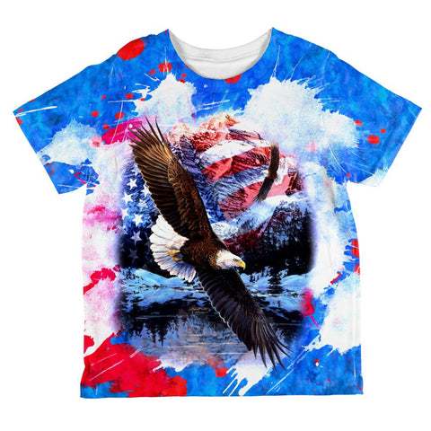 4th of July American Flag Bald Eagle Splatter All Over Toddler T Shirt