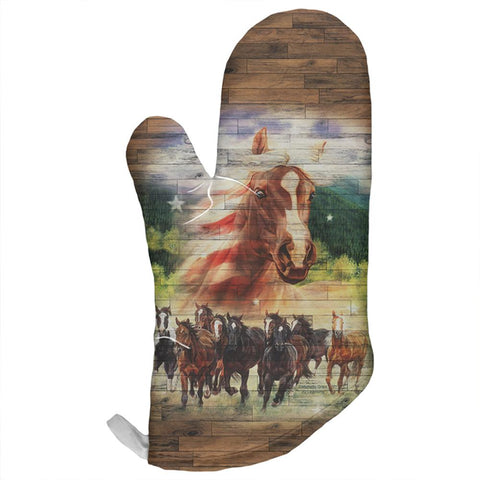 4th of July American Flag Wild Horse Mustang Patriot All Over Oven Mitt