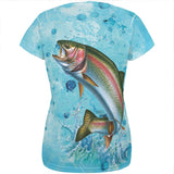 Rainbow Trout Jumping Splash All Over Womens T Shirt