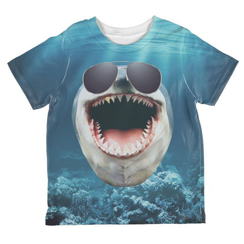 Goofy Great White Shark With Sunglasses All Over Toddler T Shirt