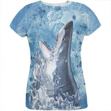 Hungry Great White Shark Breaching All Over Womens T Shirt