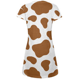 Halloween Costume Brown Spot Cow All Over Juniors Beach Cover-Up Dress