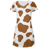 Halloween Costume Brown Spot Cow All Over Juniors Beach Cover-Up Dress