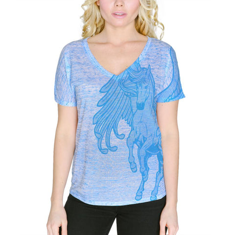 Pegasus Mythical Winged Horse Women's Slouchy V-Neck T Shirt