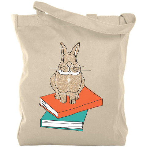 Bookworm Good Book Bunny Rabbit Canvas Tote Bag