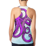 Purple Pink Octopus Juniors Burnout Racerback Tank Top