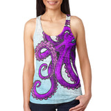 Purple Pink Octopus Juniors Burnout Racerback Tank Top