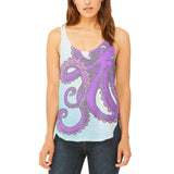 Purple Pink Octopus Juniors Flowy Side Slit Tank Top