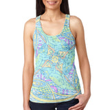 Trippy Chameleon Mandala Vintage Juniors Burnout Racerback Tank Top