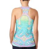 Trippy Octopus Mandala Vintage Juniors Burnout Racerback Tank Top