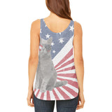 4th Of July Meowica America Patriot Cat Juniors Flowy Side Slit Tank Top