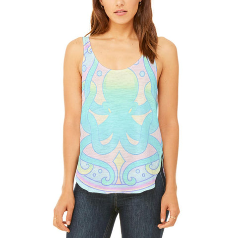 Trippy Octopus Mandala Vintage Juniors Flowy Side Slit Tank Top