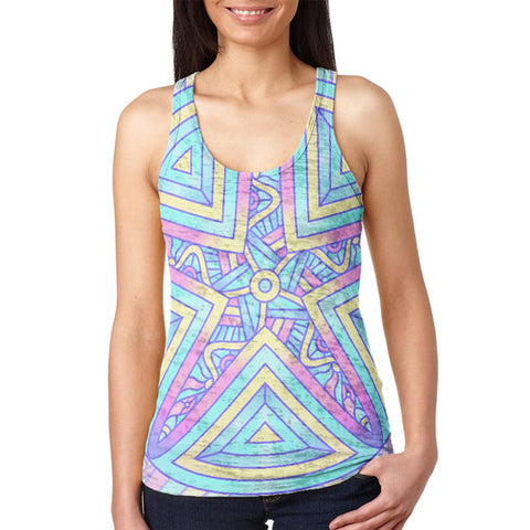 Trippy Starfish Mandala Vintage Juniors Burnout Racerback Tank Top