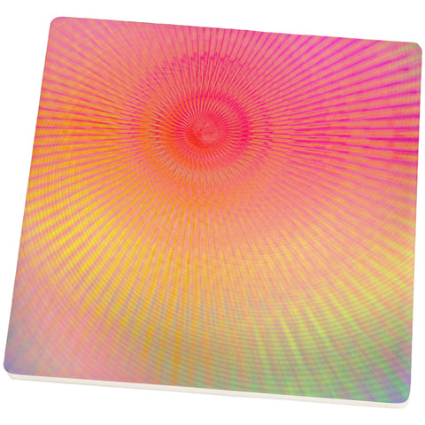 EDM Pastel Unicorn Rainbow Spiral Square Sandstone Coaster  front view
