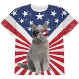 4th Of July Meowica America Patriot Cat All Over Youth T Shirt