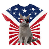 4th Of July Meowica America Patriot Cat All Over Toddler T Shirt