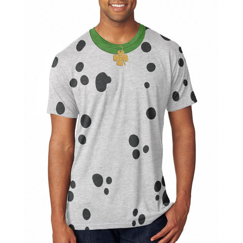 St Patrick's Day Dog Dalmatian Costume Green Collar Shamrock All Over Mens T Shirt