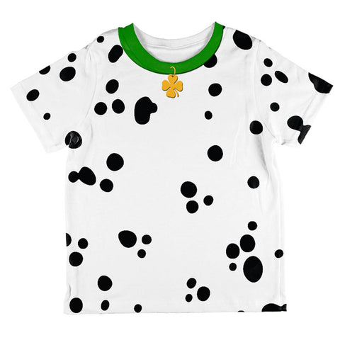 St Patrick's Day Dog Dalmatian Costume Green Collar Shamrock All Over Toddler T Shirt