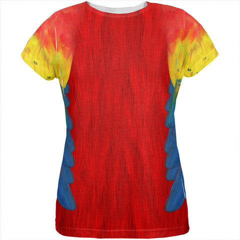 Halloween Scarlet Macaw Parrot Feathers Costume All Over Womens T Shirt