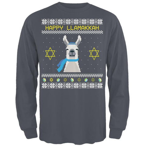 Llama Llamakkah Ugly Hanukkah Sweater Mens Long Sleeve T Shirt