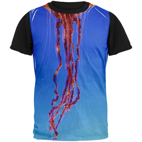 Halloween Orange Nettle Jellyfish Costume All Over Mens Black Back T Shirt