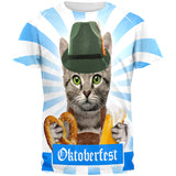 Oktoberfest Funny Cat All Over Mens T Shirt front view
