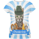 Oktoberfest Funny Cat All Over Womens T Shirt front view