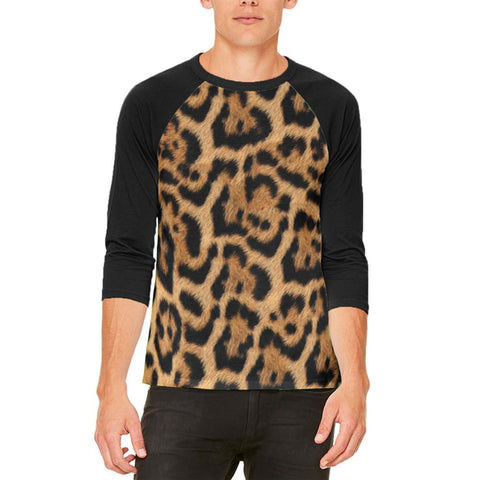 Halloween Leopard Print Costume Mens Raglan T Shirt