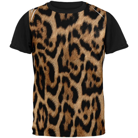 Halloween Leopard Print Costume All Over Mens Black Back T Shirt