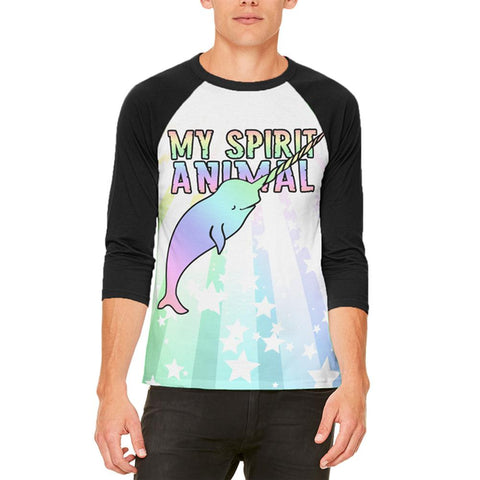 My Spirit Animal Narwhal Unicorn Of The Sea Pastel Mens Raglan T Shirt