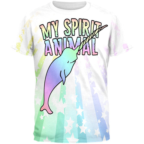 My Spirit Animal Narwhal Unicorn Of The Sea Pastel All Over Mens T Shirt